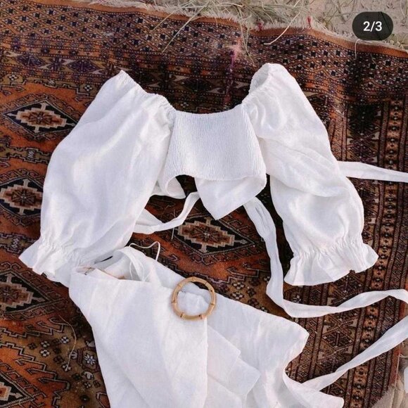 100% Linen Multi-way Wrap Top - Picture 5 of 5